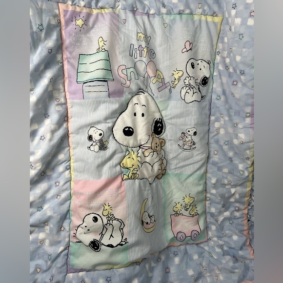 Vintage Lambs & Ivy My Little Snoopy Crib Comforter & Diaper Caddy - Picture 2 of 14